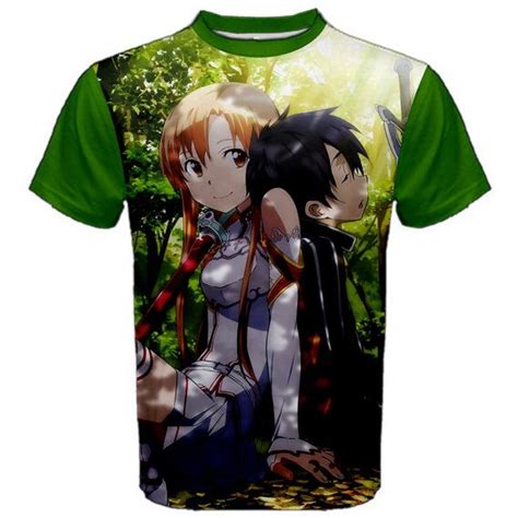 Sword Art Online Shirt Anime Manga Kirito Asuna Green T Shirt