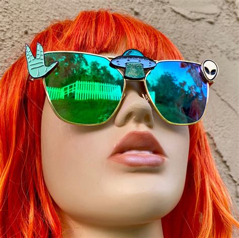 Alien Space Babe Sunglasses Third Eye Glasses Embellished Etsy Funky Glasses Eye Glasses