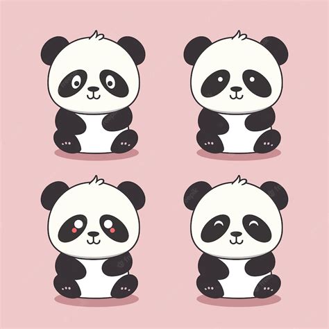 premium vector vector cute cartoon panda emoji anime kawaii template illustration set