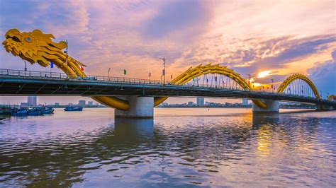 Dragon Bridge Over The River H N In Da Nang At Night Vietnam Windows