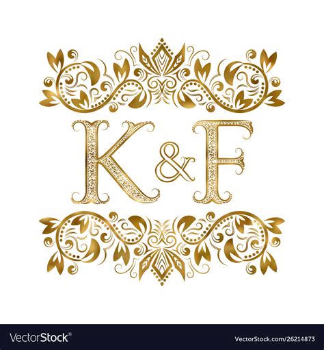 k and f vintage initials logo symbol letters vector image