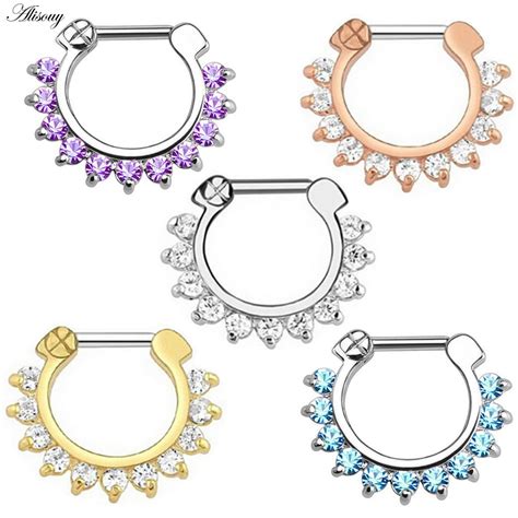 1pc Stanless Steel Nose Ring Real Septum Clickers Nose Nariz Piercings