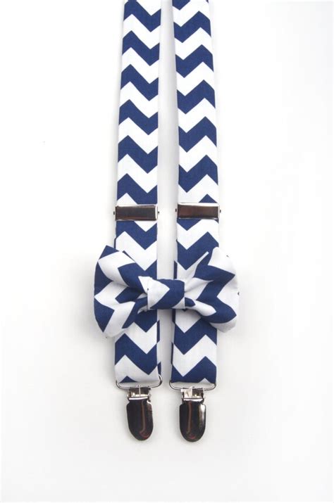 Navy Blue Chevron Bow Tie And Suspenders Navy Chevron Chevron Etsy