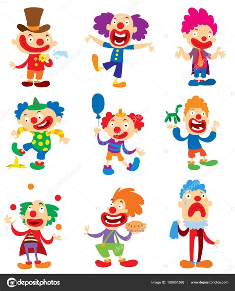 Clown Character Vector Performing Different Fun Activities Cartoon