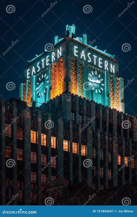 The Eastern Columbia Building At Night In Downtown Los Angeles