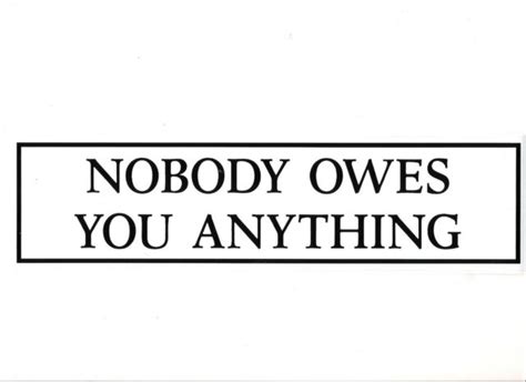 Nobody Owes You Anything ~~ Bumper Sticker Ebay