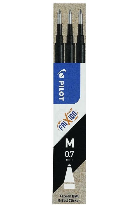 Pilot Frixion Ballpoint Pen Refill For Ball And Clicker 07mm Black