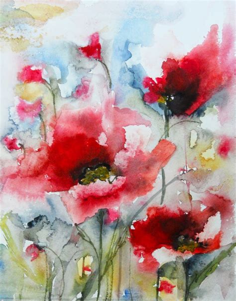 Karin Johannesson Contemporary Watercolour New Poppies Watercolor