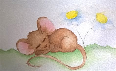 Cute Mouse Original Watercolour Painting Nursery Room Art Etsy Uk
