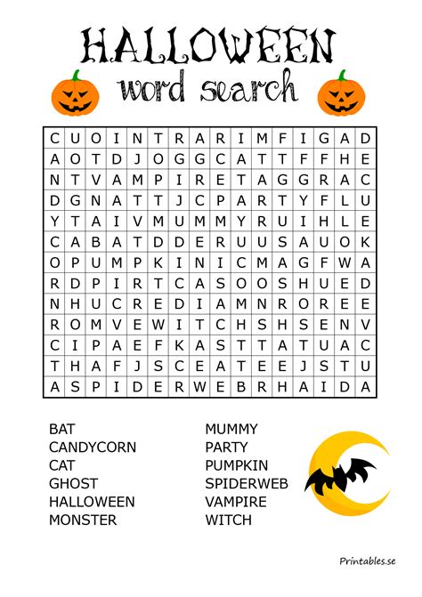 Halloween Inspired Word Search 1 Free Printable