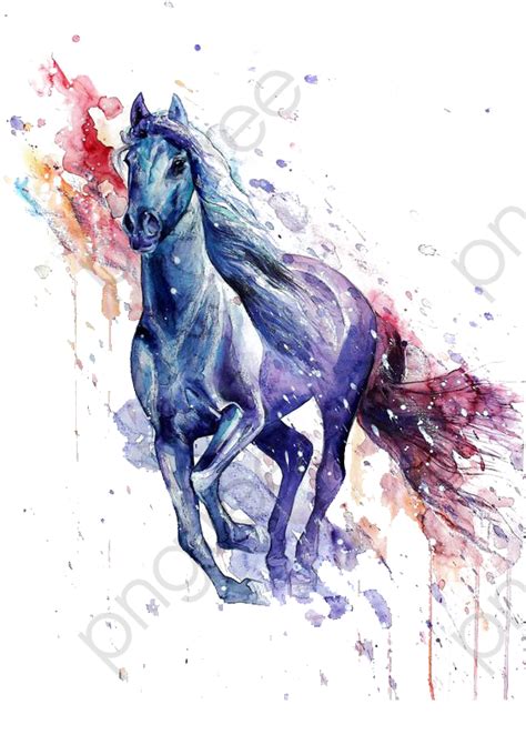 Horse Splash Watercolor Horse Colorful Horse Painting Watercolor
