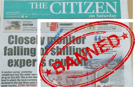 The citizen newspaper, like most other tanzania newspapers, is based in dar es salaam and is also published. Tanzania bans Citizen newspaper over shilling story - PML ...