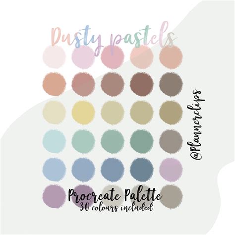 Dusty Pastels Procreate Palette 30 Colour Swatches Etsy