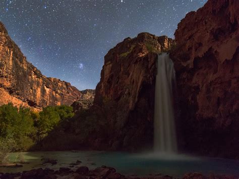 Havasu Fall Az Under Stars And Moonlight 4570x3414