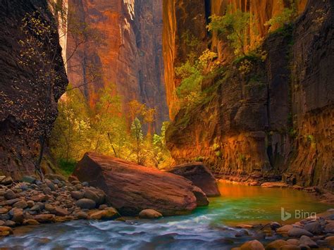 Utah The Virgin River In Zion National Park 2017 Bing Desktop