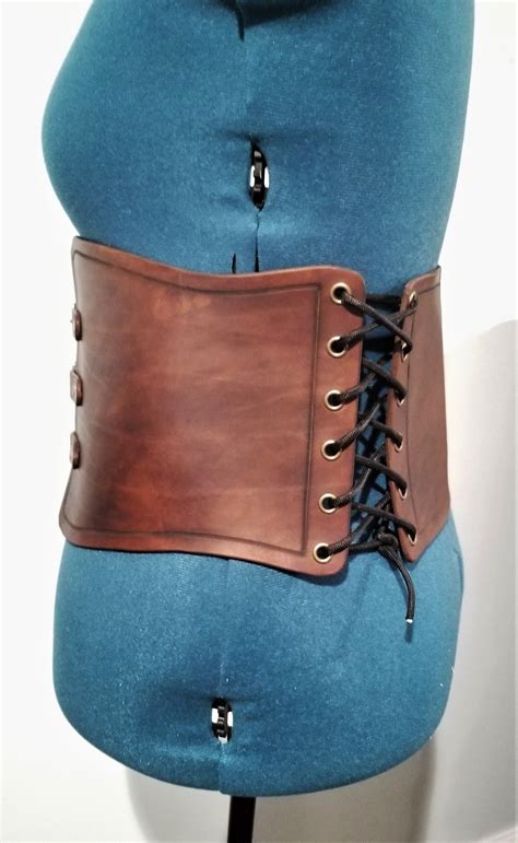 Leather Underbust Belt Corset With Buckles Brown Medieval Etsy