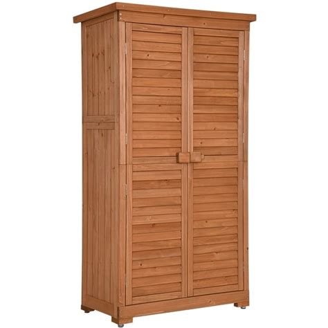 Mcombo 63 Inch Tall Garden Storage Tool Shed Outdoor Wood Tool Shed