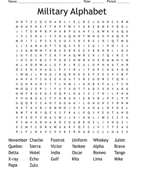 Military Alphabet Word Search Wordmint