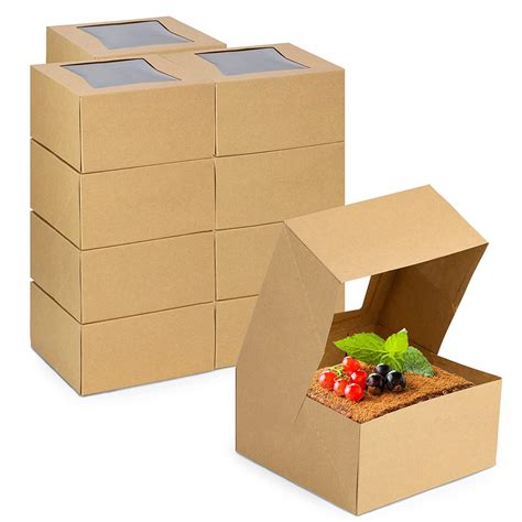 Pack X X Bakery Box With Window Square Kraft Pie Boxes With