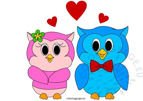 This owl valentine with printable is a fun way to bring a little faith and jesus into valentine's day. Owls in Love Valentines Day Clip Art - Coloring Page