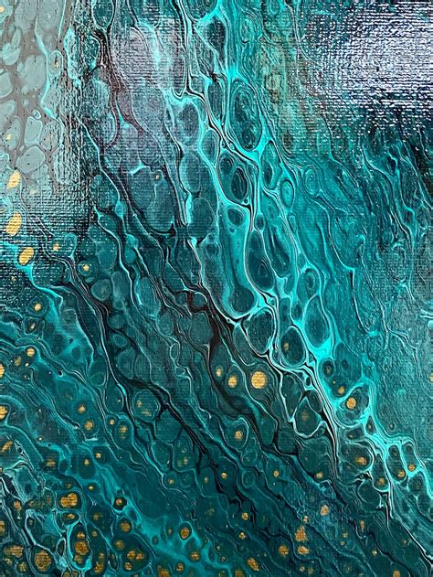 Abstract Fluid Art Acrylic Pour Painting On Canvas X In Etsy