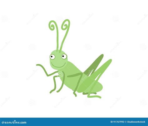 Funny Grasshopper Cartoon Vector Illustration Stock Vector