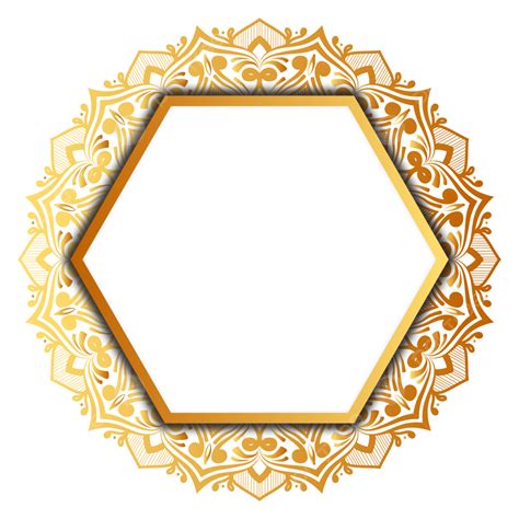 Gold Polygon Frame Vintage Luxury Golden Mandala Arabesque Islamic