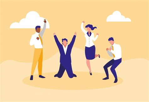Premium Vector Successful Business People Celebrating Characters