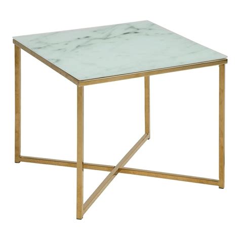 Designer Alisma 50x50 Marbleandgold Glamour Coffee Table With Gold Base
