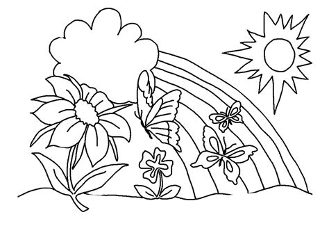 Discover all our printable coloring pages for adults, to print or download for free ! Preschool Toddlers Easy Spring Garden Butterfly Rainbow ...