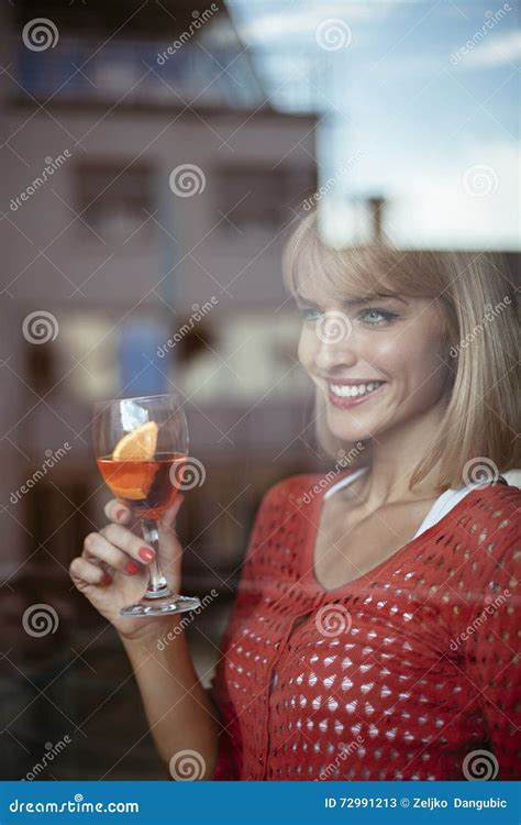 Beautiful Woman Enjoying View From Her Apartment Stock Image Image Of Beautiful Inside 72991213