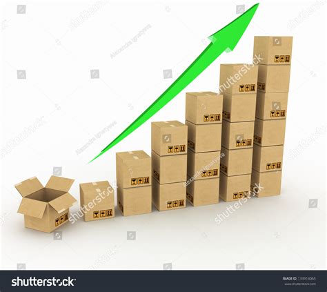 Diagram Increasing Exportation Diagram Cardboard Boxes Stock