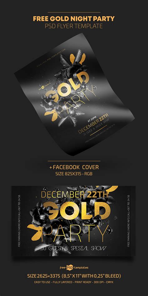 Free Gold Night Party Flyer Template Free Psd Templates