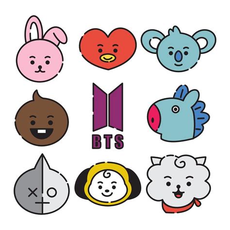 Icon Set Bt21 Character A Cute Face Cartoon Suitable For Smartphone