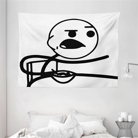 Humor Decor Tapestry Funny Stickman On The Table With Grumpy Forever