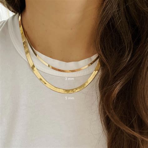 Gold Herringbone Chain Herringbone Necklace Bracelet Size Chart