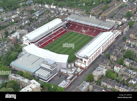 Aerial View Of Arsenal Football Club In London Showing The Highbury