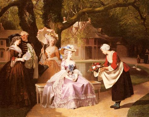 Marie Antoinette And Louis XVI In The Garden Painting Joseph Caraud