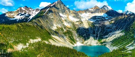 Download Wallpaper 2560x1080 Mountains Lake Forest Valley Landscape