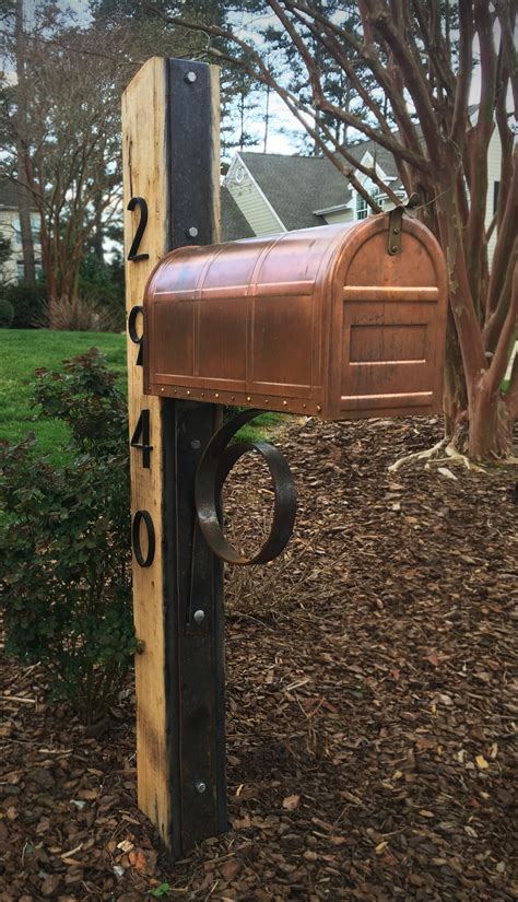 Custom Rustic Oak Corten Steel And Copper Mailbox Mailbox