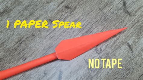 Origami Spear Tutorial No Tape 1 Paper Easy Youtube