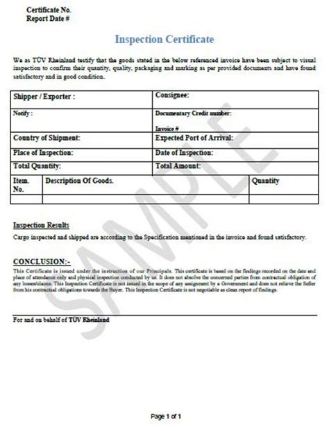 Certificate Of Inspection Template 3 Best Templates Ideas