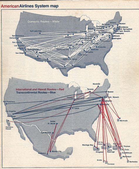 American Airlines Route Map June 1977 Route Map Transit Map