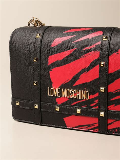 Love Moschino Bag In Saffiano Synthetic Leather With Heart Red Love Moschino Tote Bags