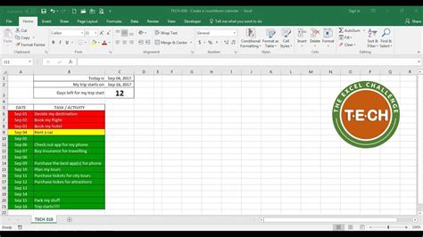 Excel Countdown Calendar Template Example Calendar Printable