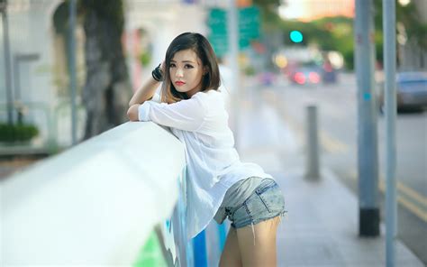 wallpaper white women model asian shorts photography dress blue torn jeans fashion