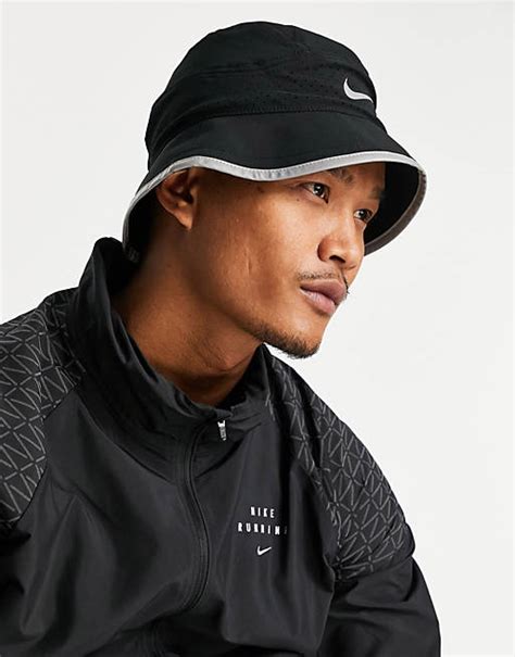 Nike Running Dri Fit Bucket Hat In Black Asos