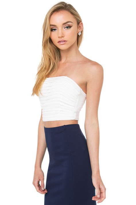 Akira Across Lines Bandeau Top White In White Lyst