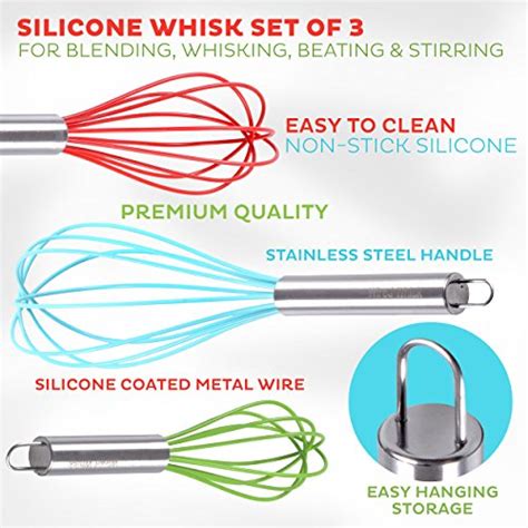 Wired Whisk Silicone Whisk Set Of 3 Stainless Steel And Silicone