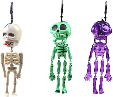 Nuobesty 3pcs Small Skeletons Toy For Kids Party Favors Spooky Skull
